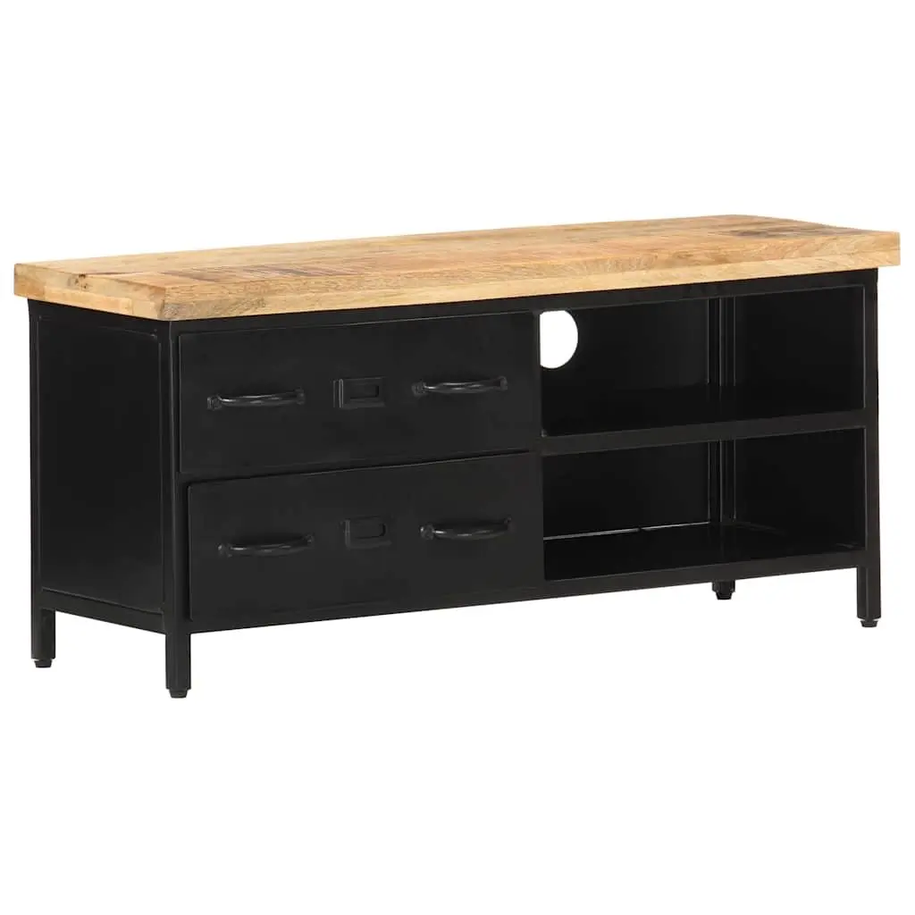 Industrial-Style TV Cabinet in Solid Rough Mango Wood