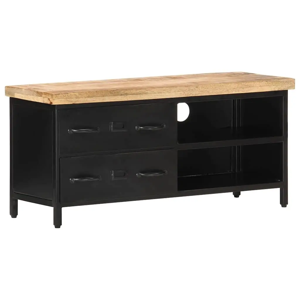 Industrial-Style TV Cabinet in Solid Rough Mango Wood