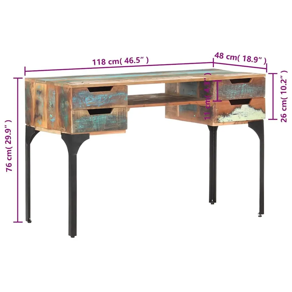 Solid Reclaimed Wood Desk with Storage Options