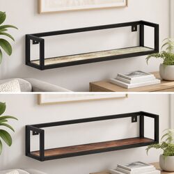 Industrial Style Floating Wall Shelves - Set of 2