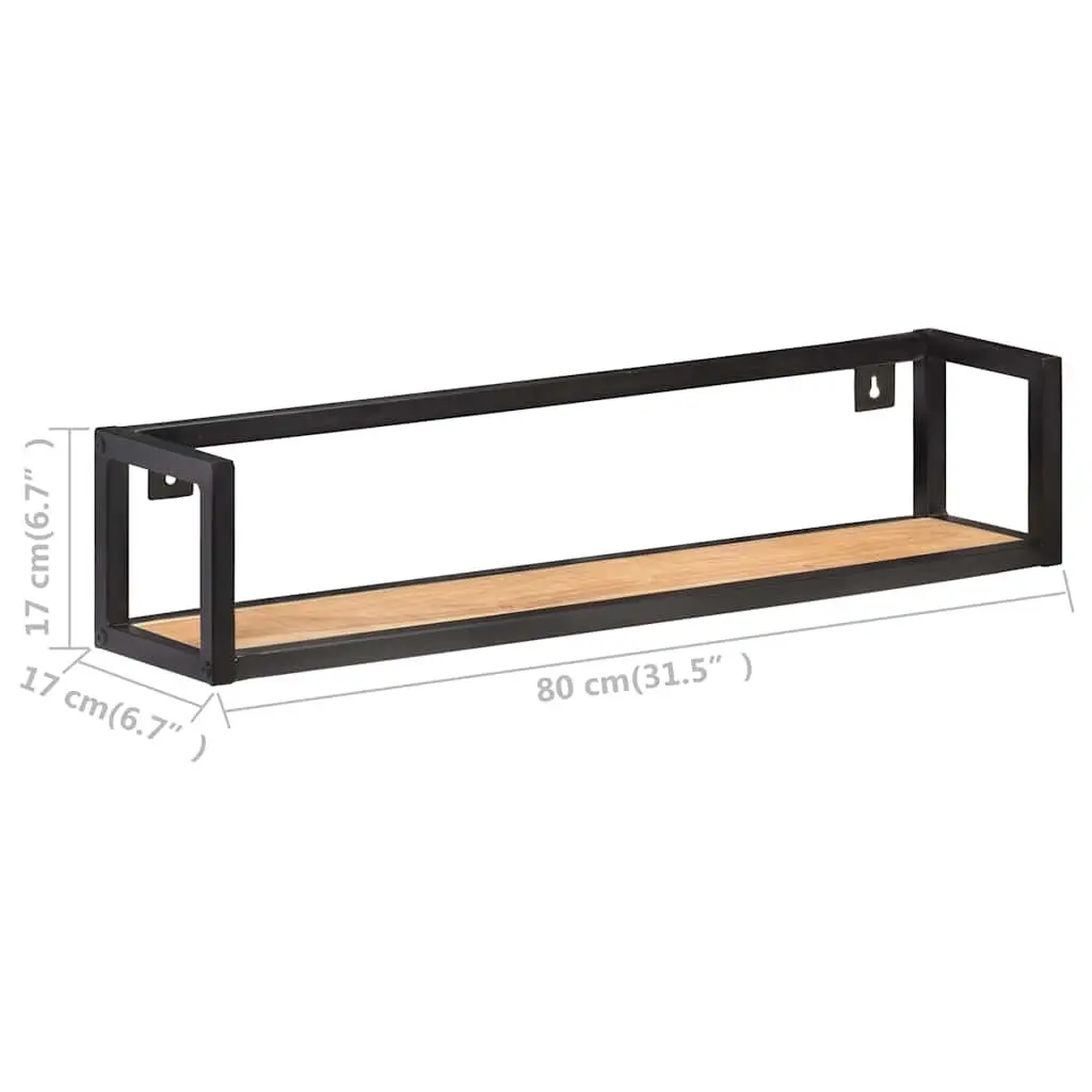 Industrial Style Solid Wood Floating Shelf Set of 2