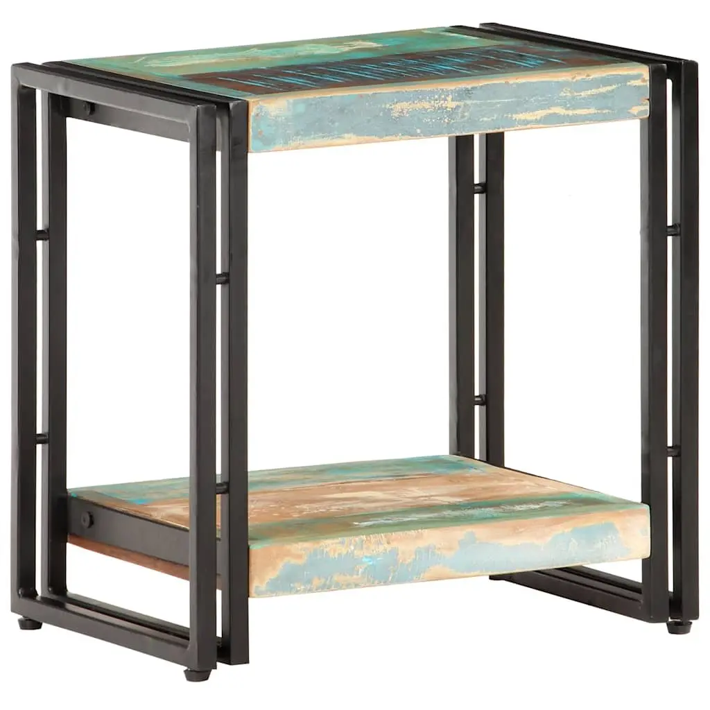 Solid Reclaimed Wood End Table with Storage Shelf