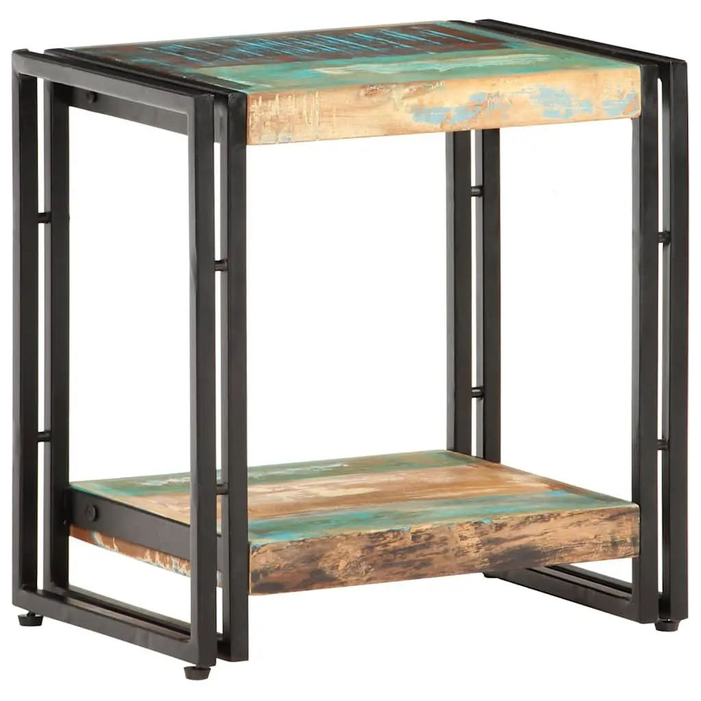 Solid Reclaimed Wood End Table with Storage Shelf