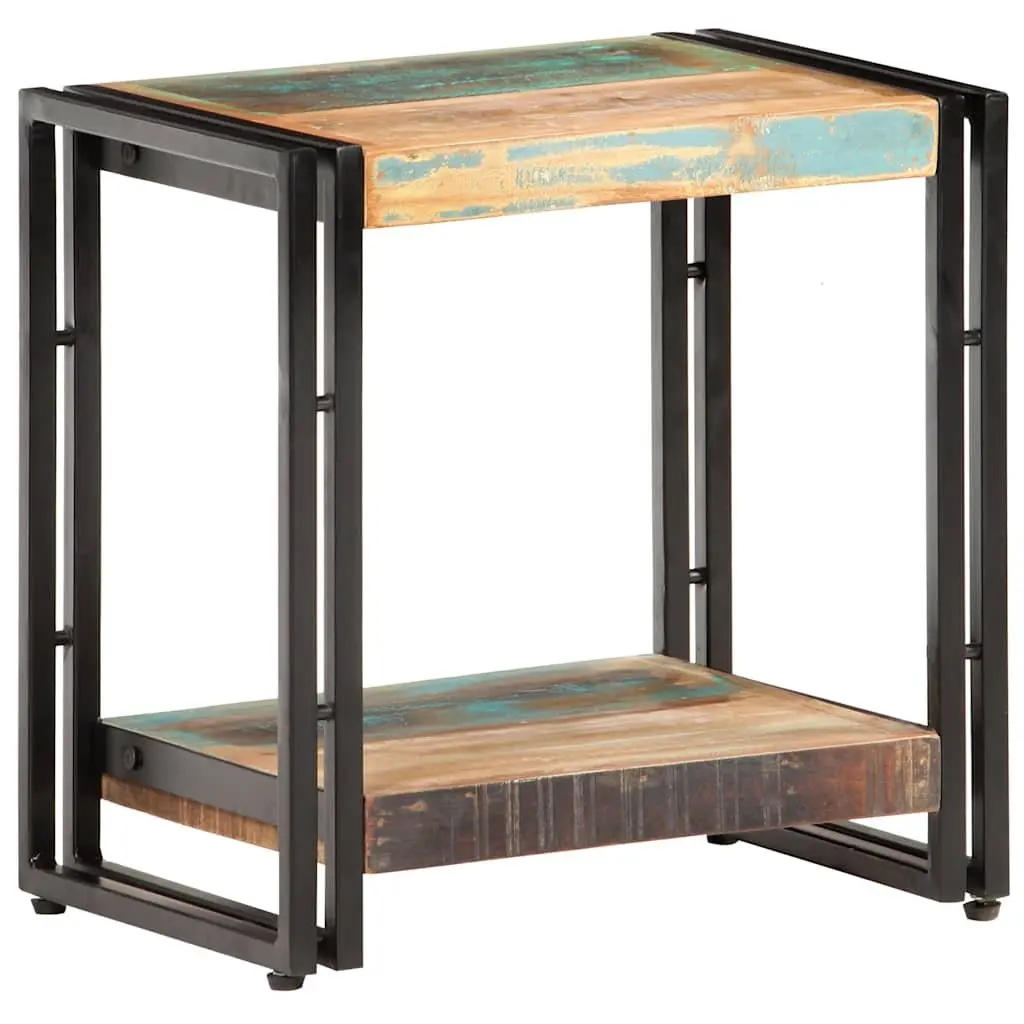 Solid Reclaimed Wood End Table with Storage Shelf