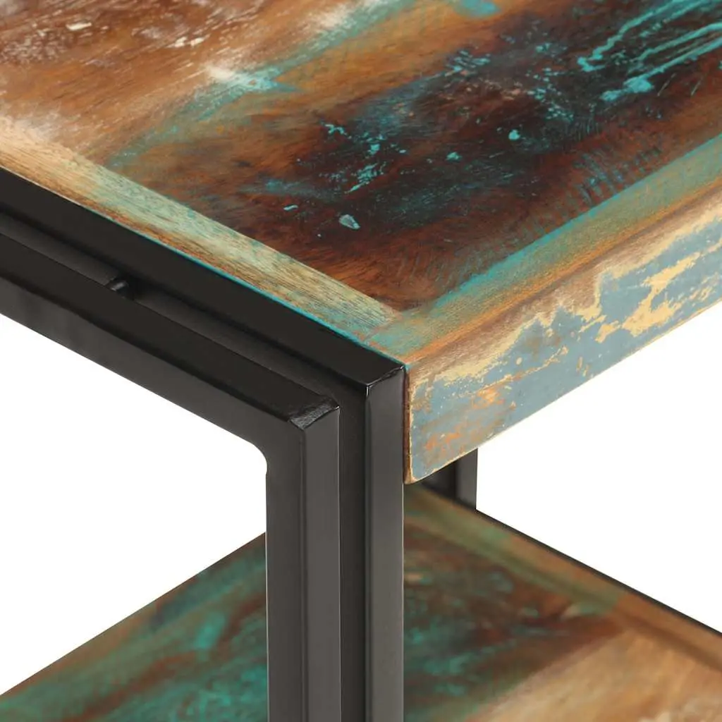 Solid Reclaimed Wood End Table with Storage Shelf