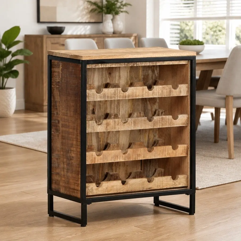 Wine Cabinet Mango Wood 62x33x78.5 cm Brown