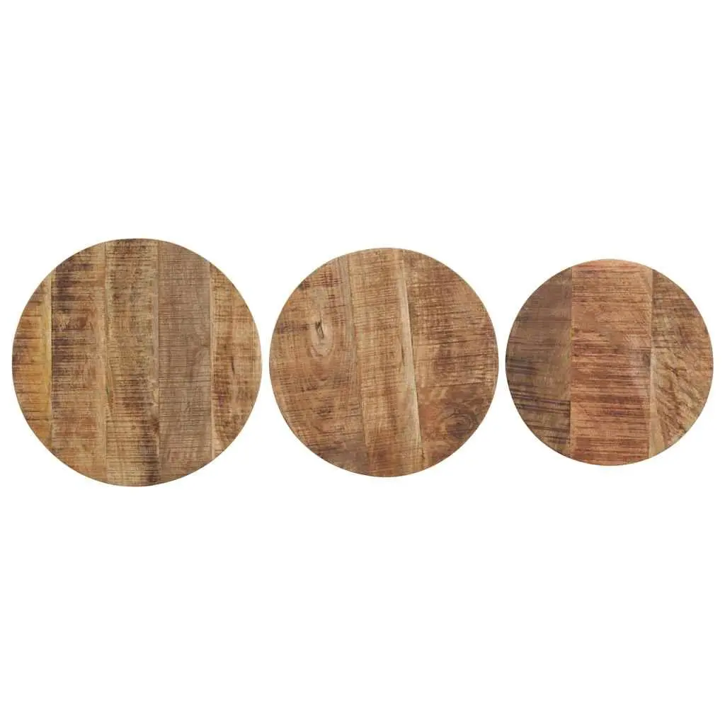 Side Tables 3 pcs Mango Wood Nesting End Tables Industrial Design Brown