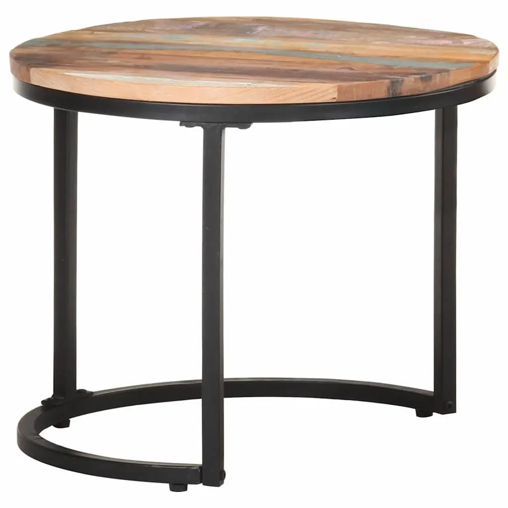 Industrial Style 3-Piece End Tables Set in Reclaimed Wood