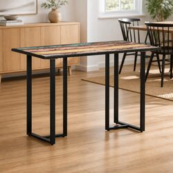Industrial Style 120 cm Dining Table in Solid Reclaimed Wood
