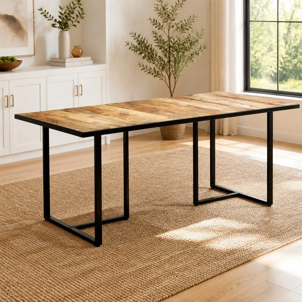 Solid Mango Wood Dining Table 180 cm with Iron Legs