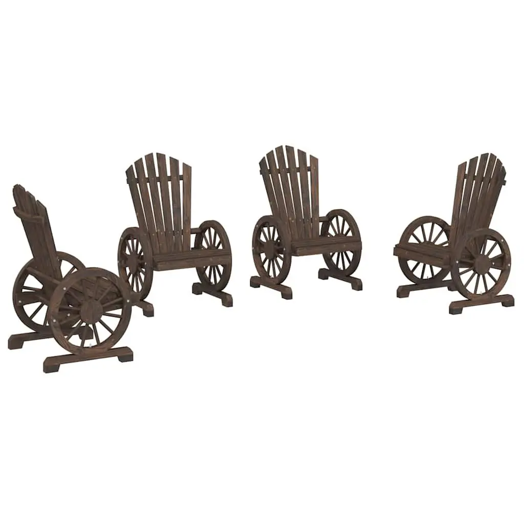 Solid Wood Adirondack Chairs 4pc Set for Outdoors