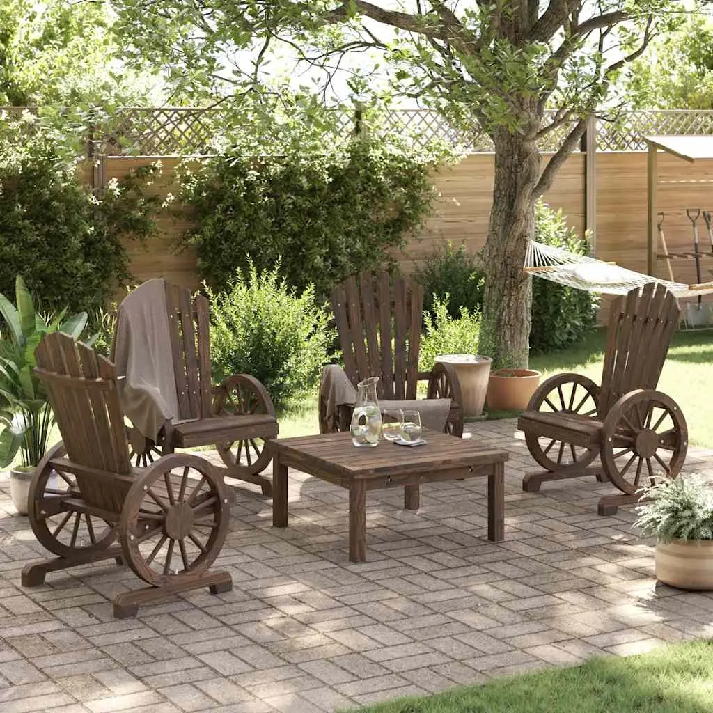 Solid Wood Adirondack Chairs 4pc Set for Outdoors