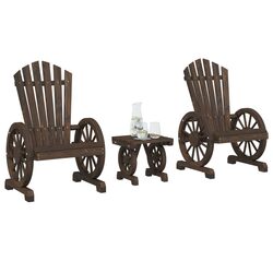 Adirondack Style 3 Piece Garden Lounge Set in Brown
