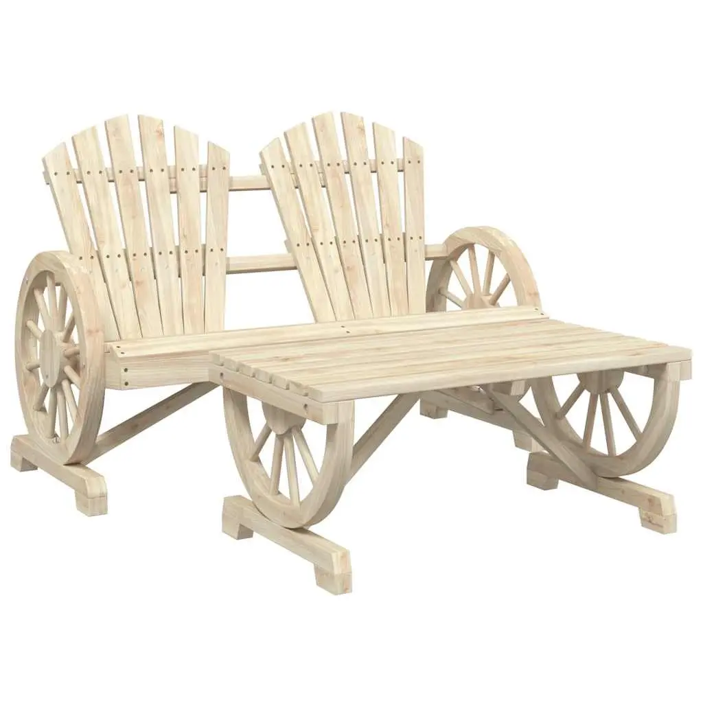 4 Piece Outdoor Lounge Set Brown Adirondack Style Solid Fir Wood