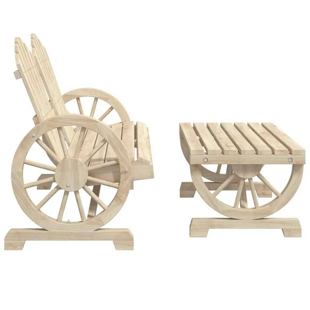 4 Piece Outdoor Lounge Set Brown Adirondack Style Solid Fir Wood