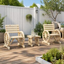 Adirondack Style 3 Piece Garden Lounge Set in Brown