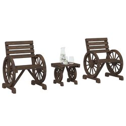 Adirondack Style 3 Piece Garden Lounge Set in Brown