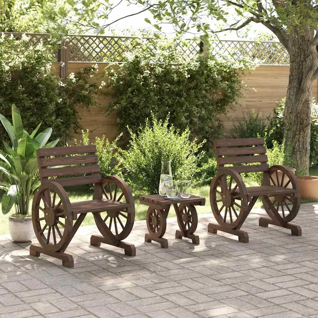 Adirondack Style 3 Piece Garden Lounge Set in Brown
