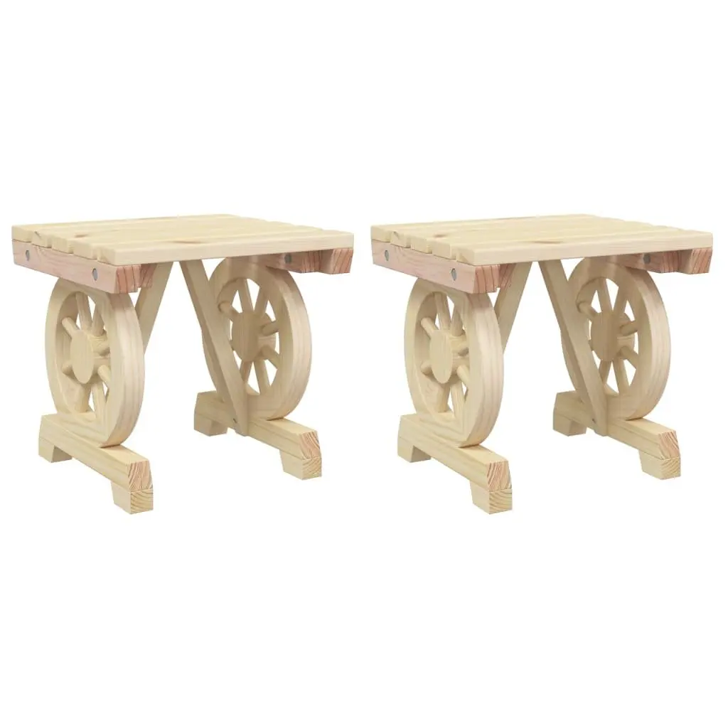 Outdoor Garden Footstools 2 PCS Solid Wood Fir Brown Patio Ottoman Seating