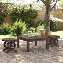 Sturdy Brown Outdoor Footstools - Solid Fir Wood