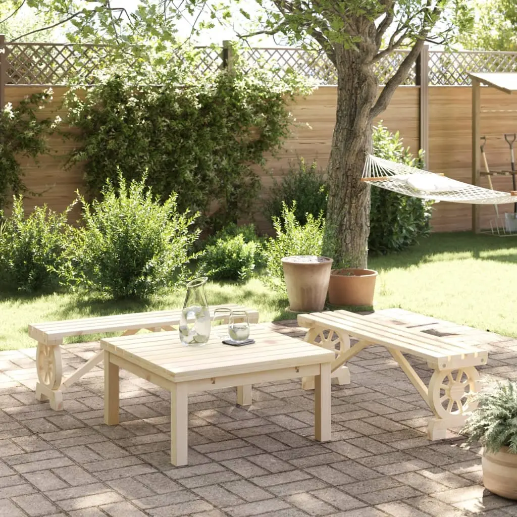 Outdoor Garden Bench Solid Wood Fir Brown Patio Seating Furniture 2 Pack