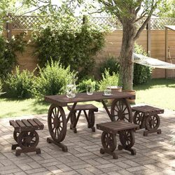 5-Piece Garden Dining Set with Solid Fir Wood Construction