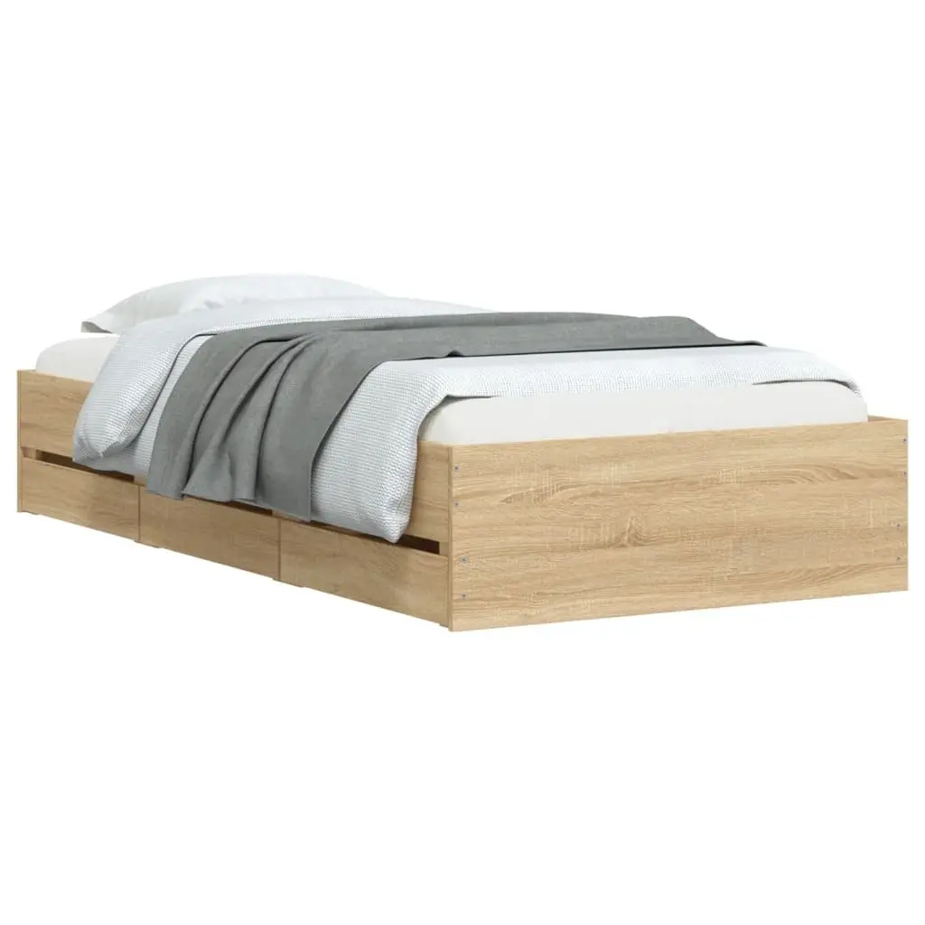 Bed Frame with Storage Drawers in Sonoma Oak