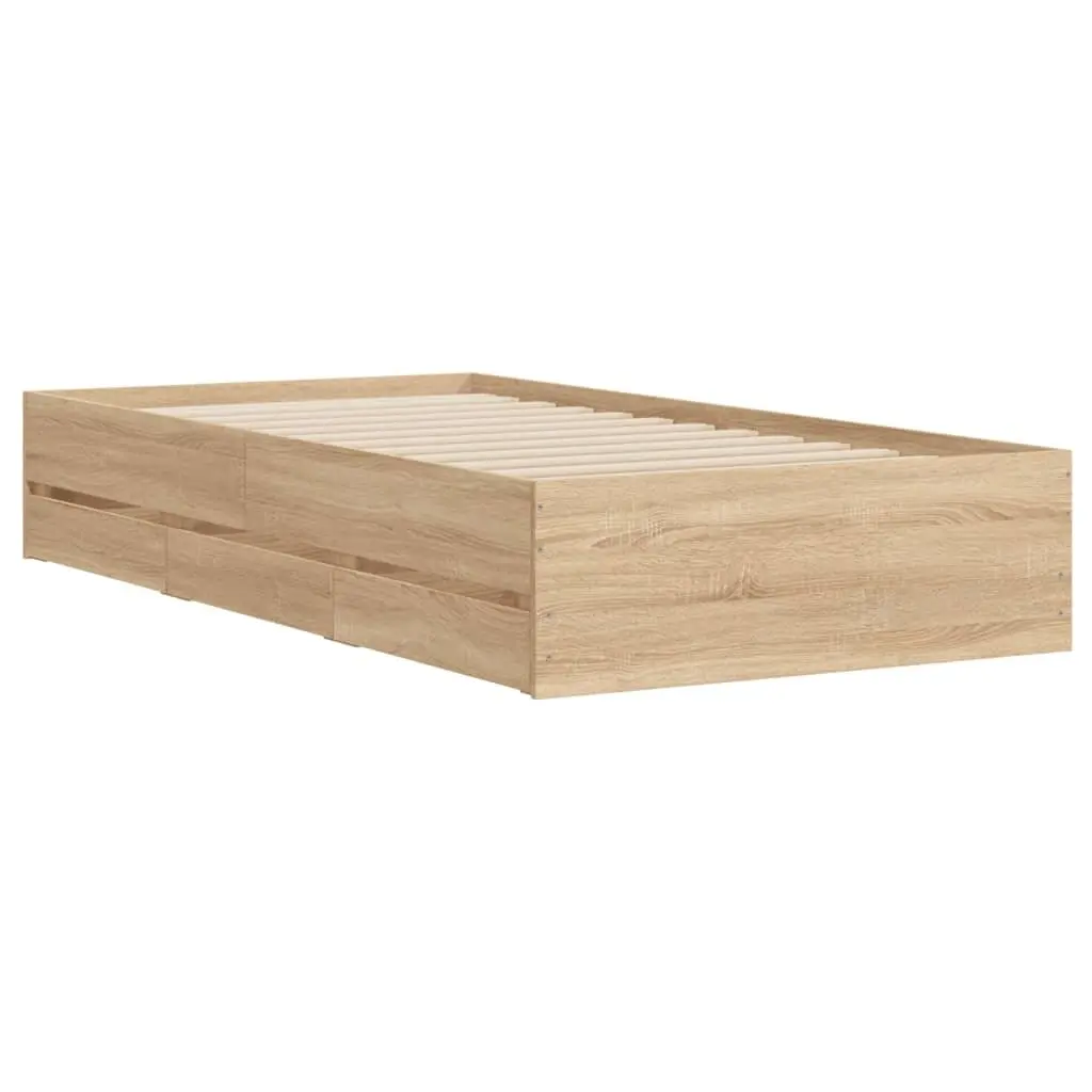 Bed Frame with Storage Drawers in Sonoma Oak