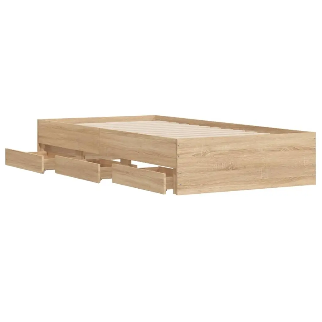 Bed Frame with Storage Drawers in Sonoma Oak