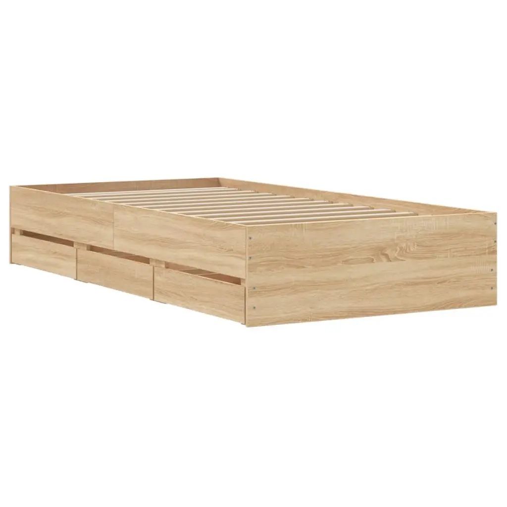 Bed Frame with Storage Drawers in Sonoma Oak