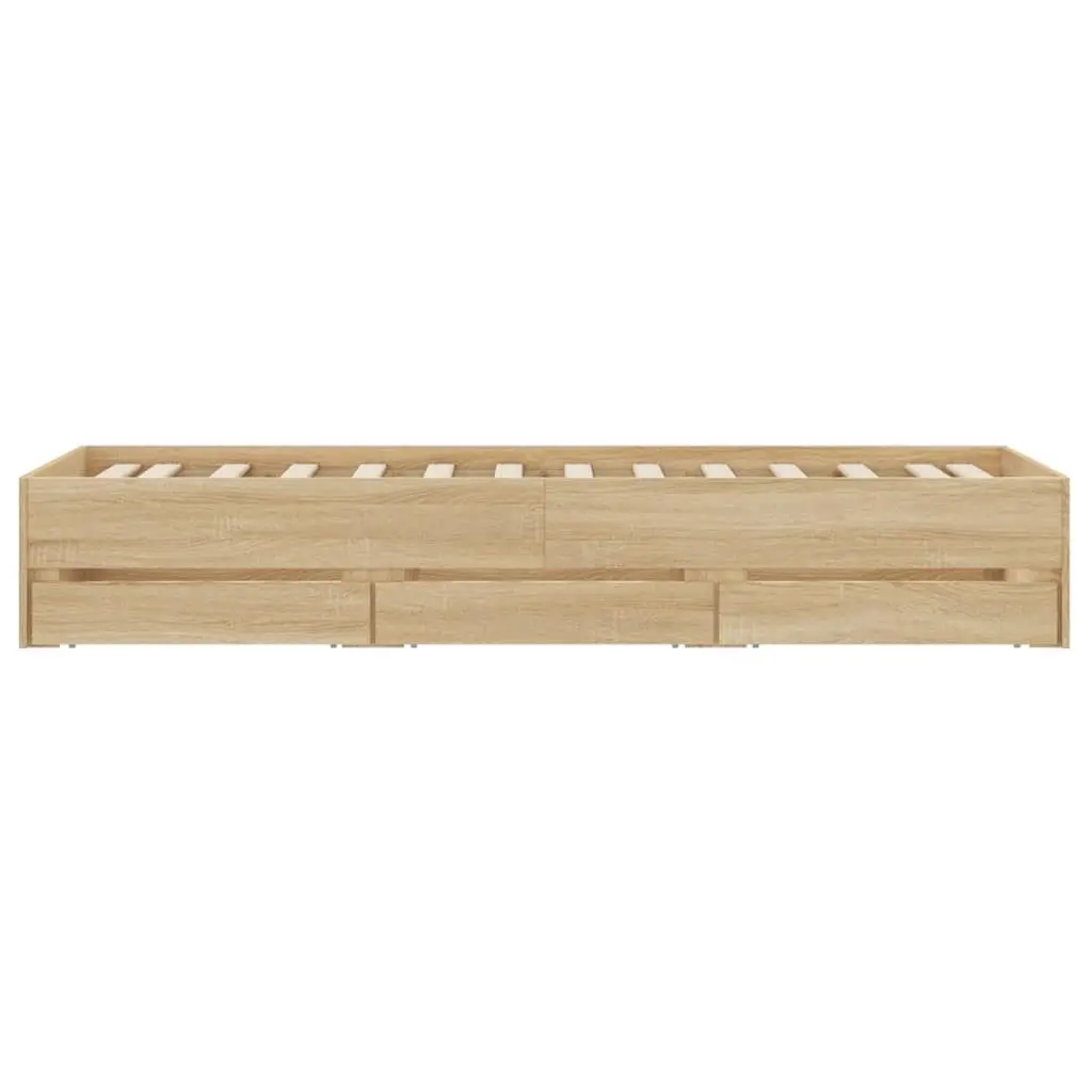 Bed Frame with Storage Drawers in Sonoma Oak