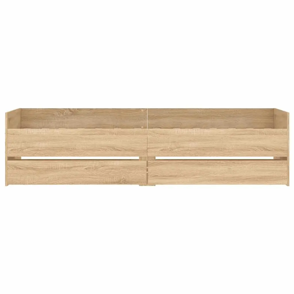 Brown Bed Frame with Storage Drawers 90x190cm