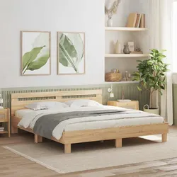 Durable King Bed Frame in Sonoma Oak Brown