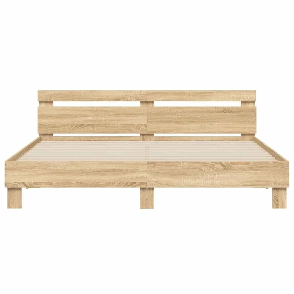 King Bed Frame Engineered Wood 183 x 203 cm Brown Sonoma Oak