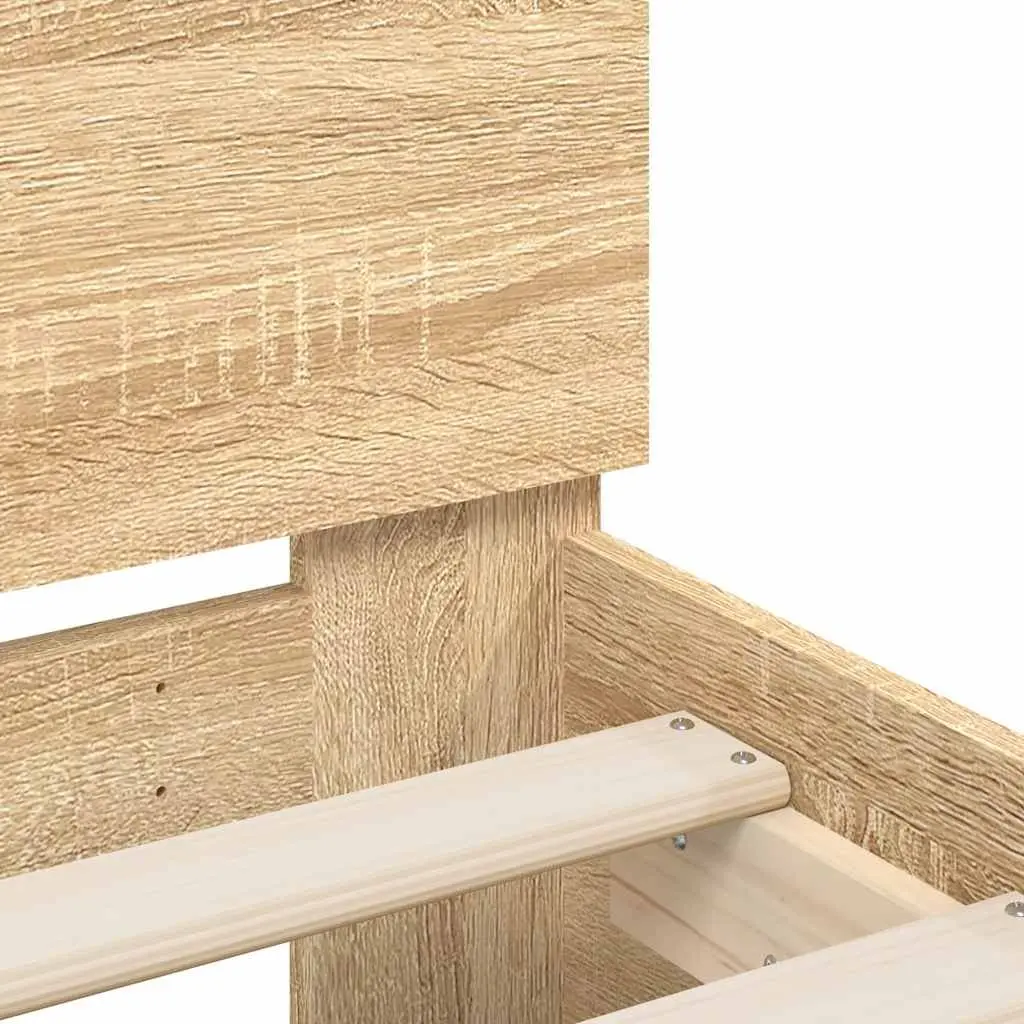 King Bed Frame Engineered Wood 183 x 203 cm Brown Sonoma Oak