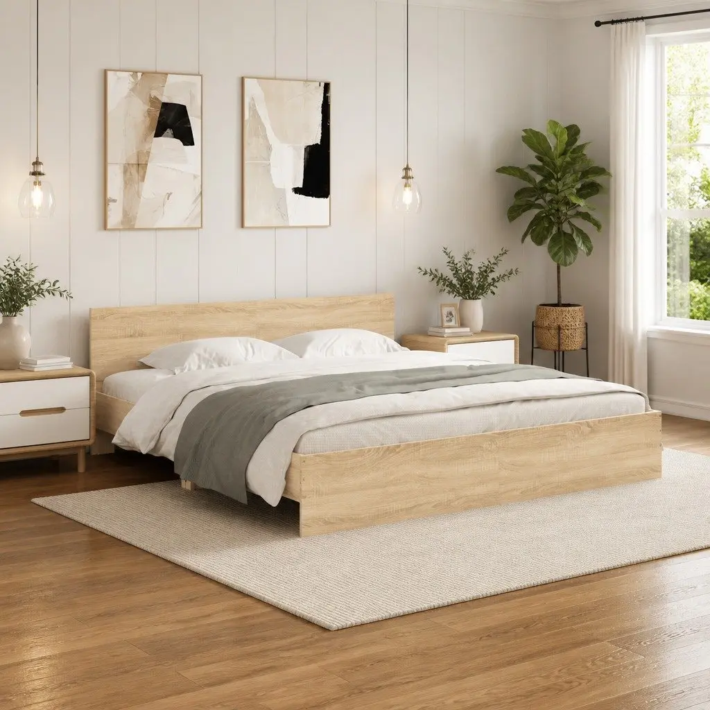 Sonoma Oak Brown King Bed Frame with Slatted Base