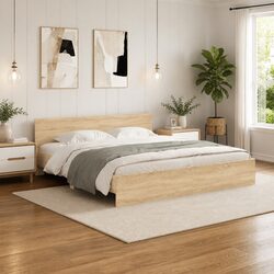 Sonoma Oak Brown King Bed Frame with Slatted Base
