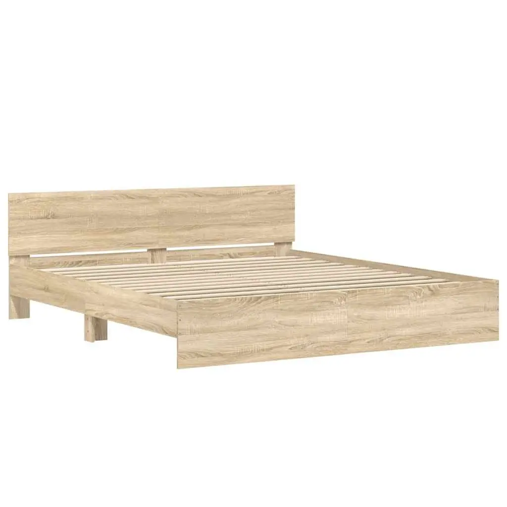 Sonoma Oak Brown King Bed Frame with Slatted Base