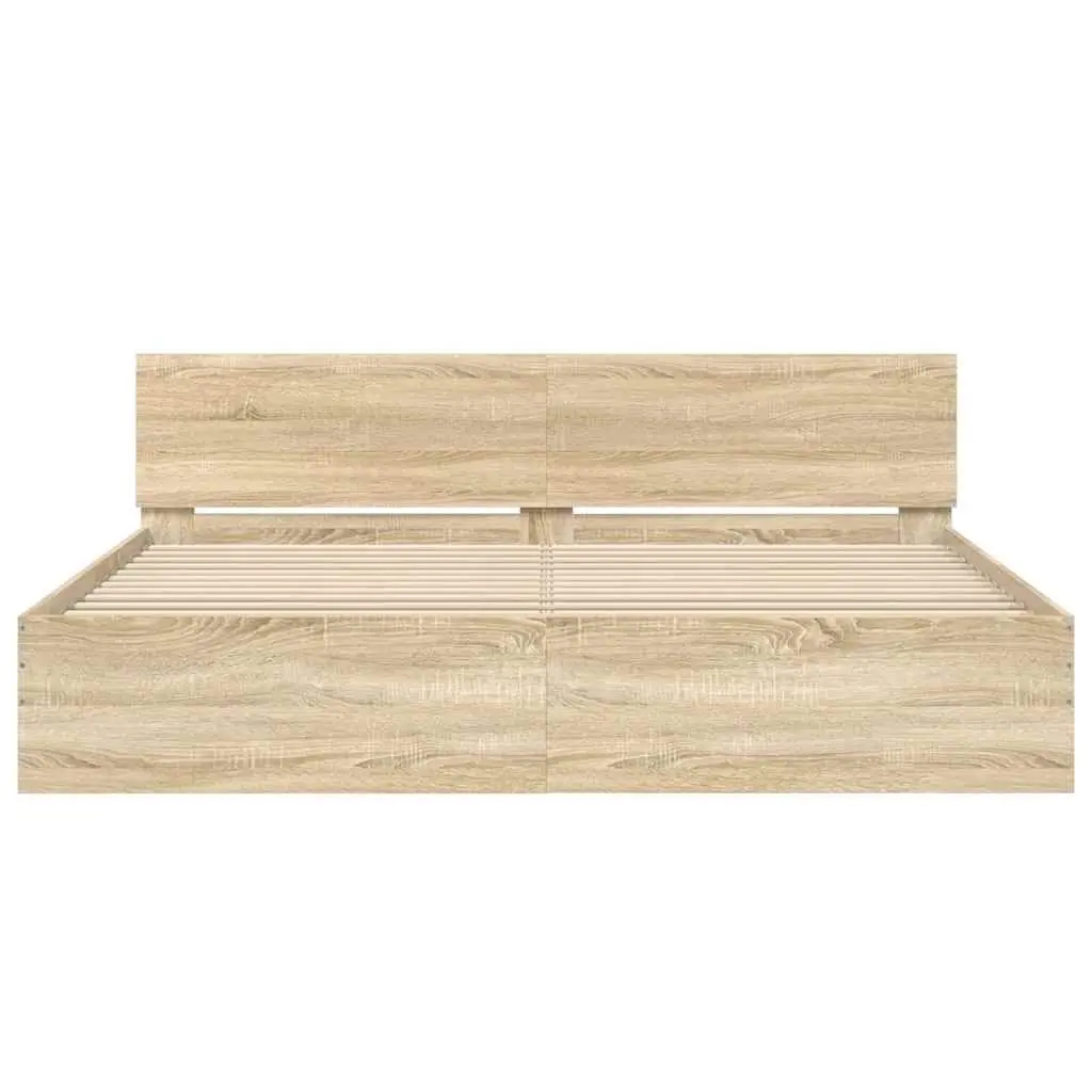 Sonoma Oak Brown King Bed Frame with Slatted Base