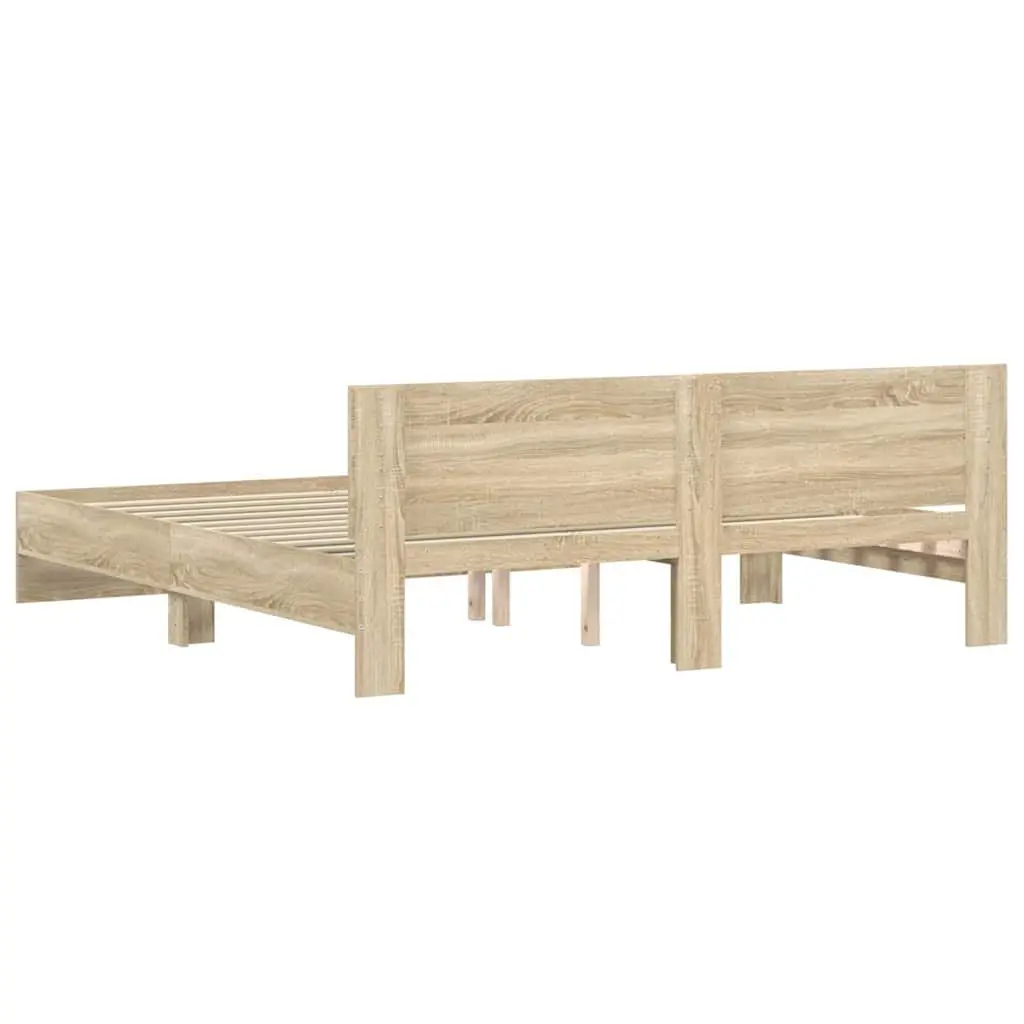 Sonoma Oak Brown King Bed Frame with Slatted Base