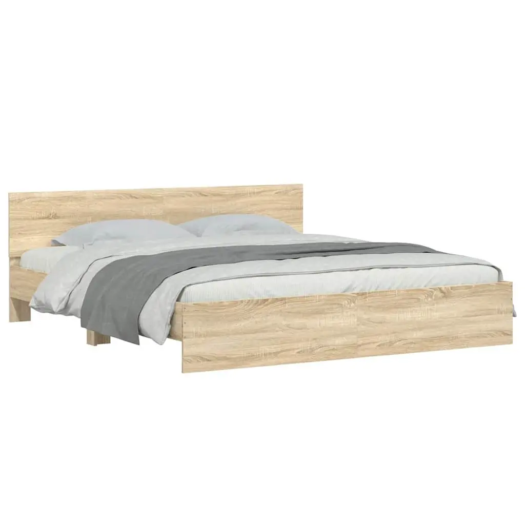 Sonoma Oak Brown King Bed Frame with Slatted Base