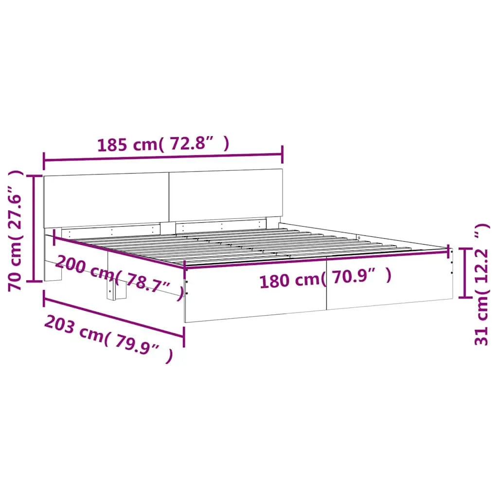 Sonoma Oak Brown King Bed Frame with Slatted Base
