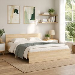 Sturdy Sonoma Oak Bed Frame 150x200 cm with Slatted Base