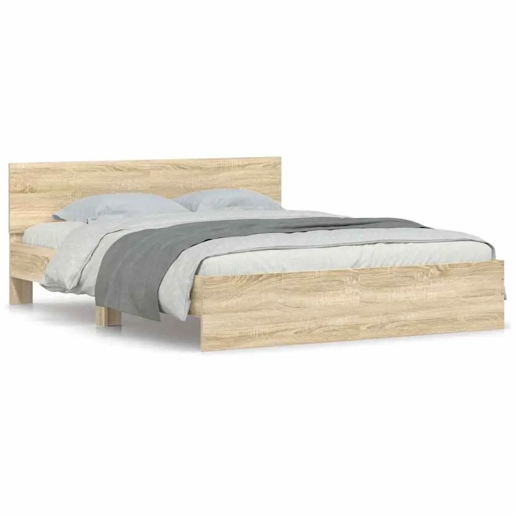 Sonoma Oak Bed Frame 150x200 cm with Slatted Base