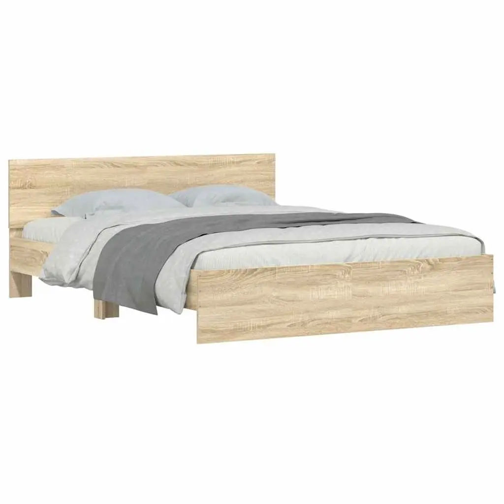 Sonoma Oak Bed Frame 150x200 cm with Slatted Base