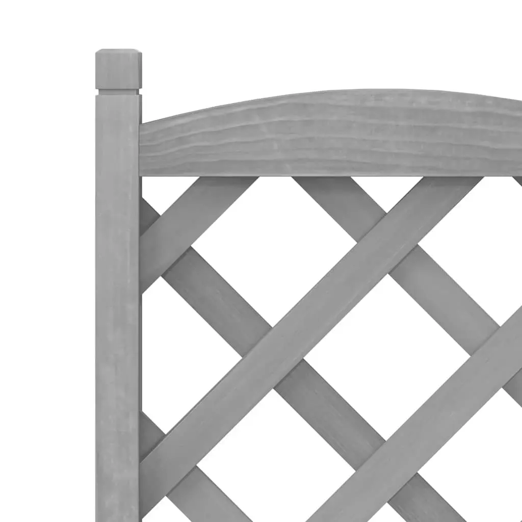 Wooden Planter Solid Fir Wood Grey with Trellis Fence Panel and Wheels