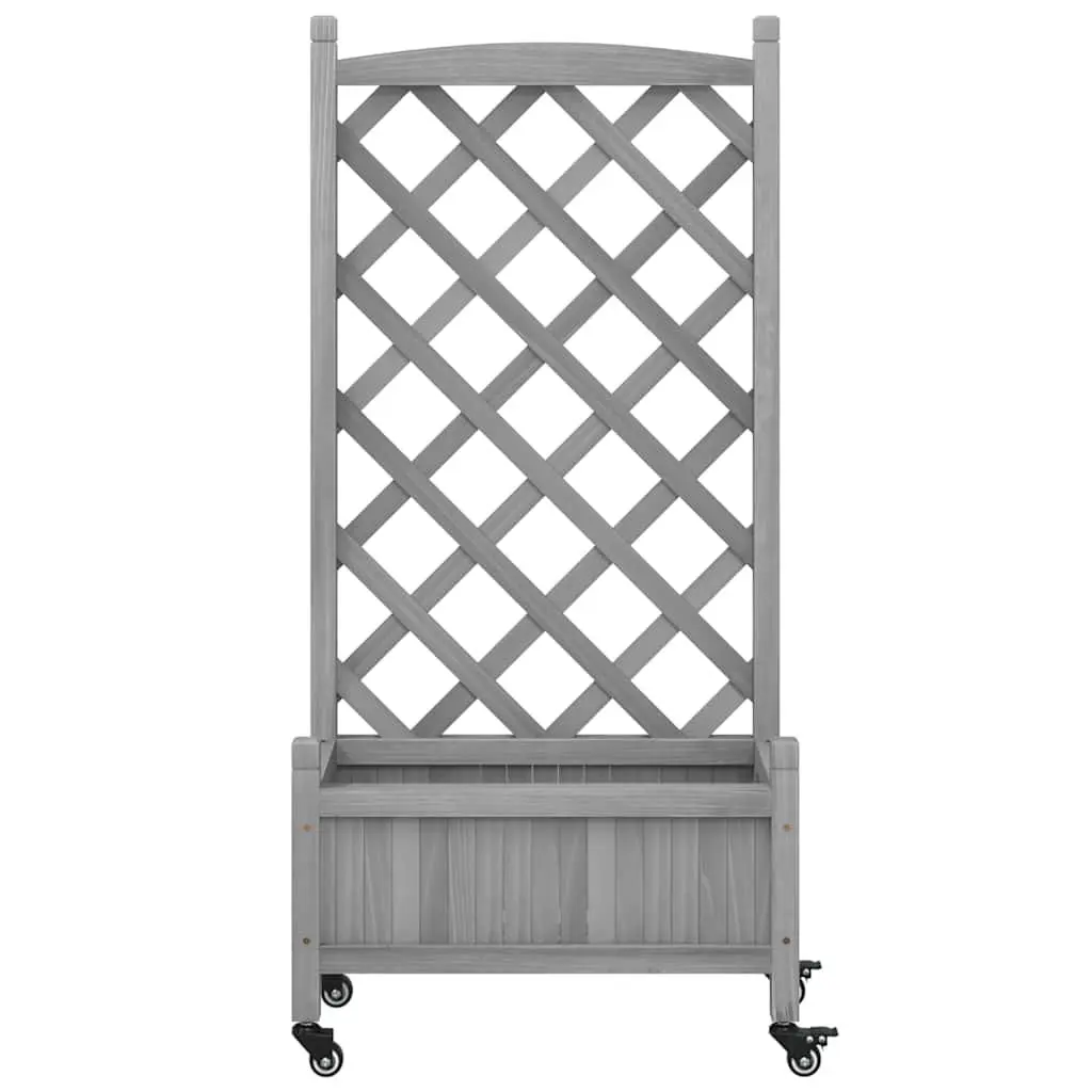 Wooden Garden Planter with Trellis and Wheels