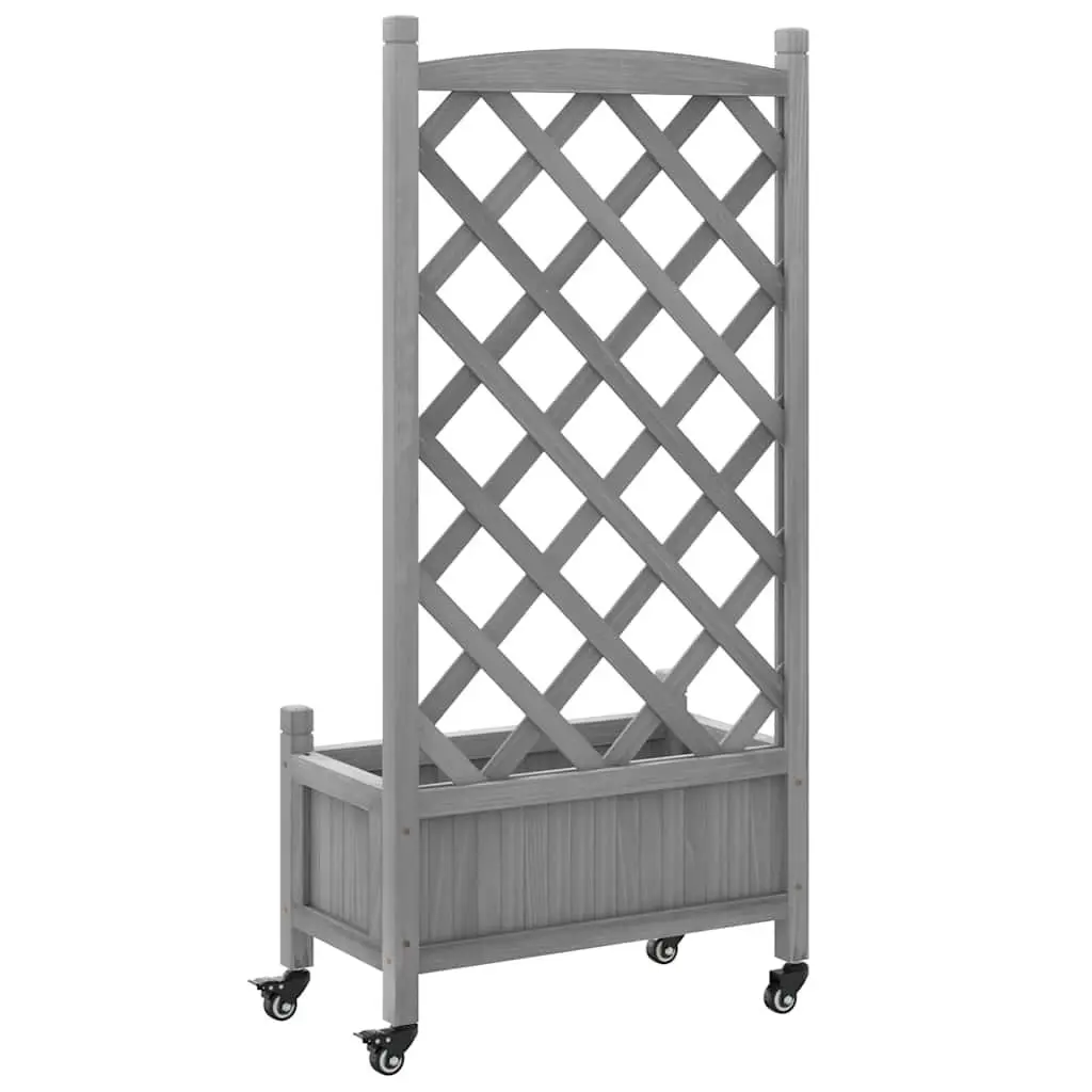 Wooden Garden Planter with Trellis and Wheels