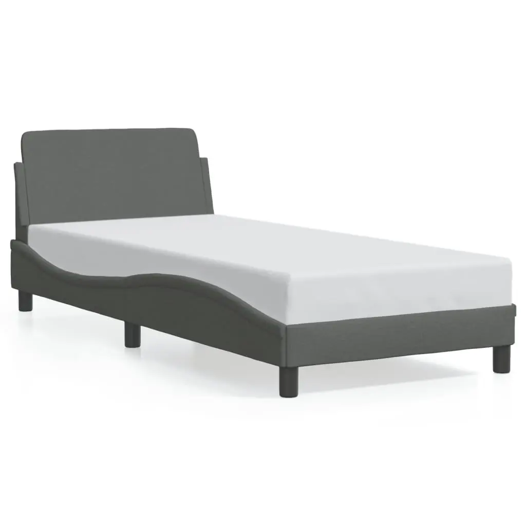 Grey Fabric Bed Frame with Supportive Headboard