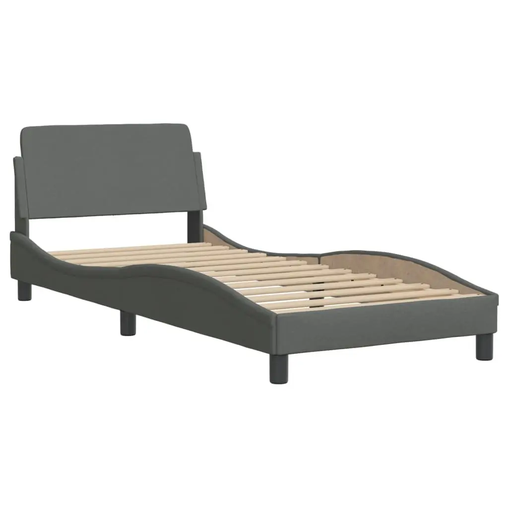 Grey Fabric Bed Frame with Supportive Headboard